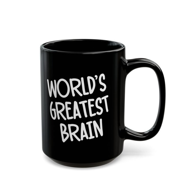 World's Greatest Brain Black Mugs