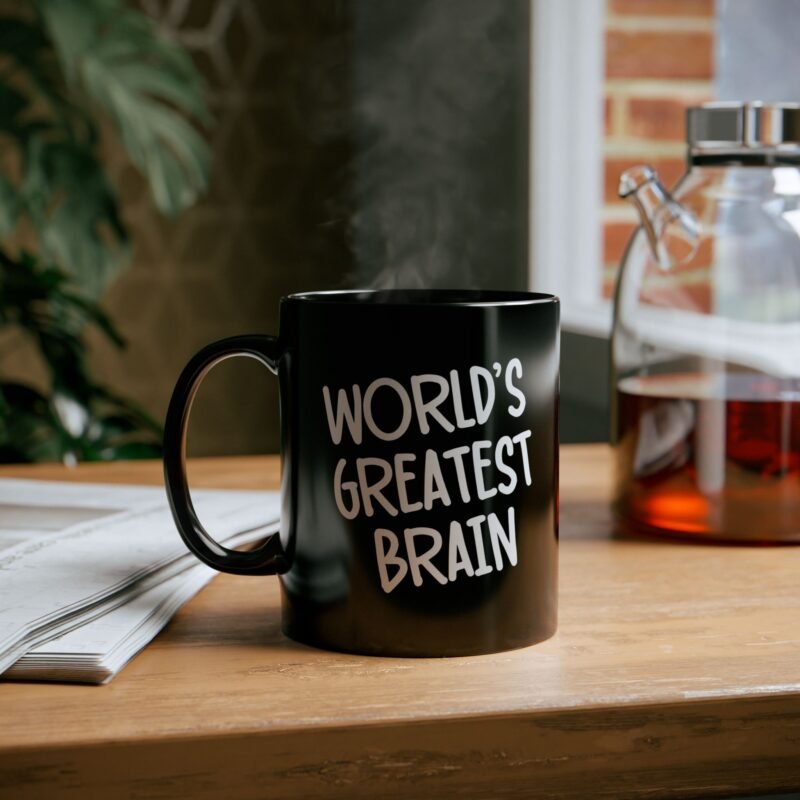 World's Greatest Brain Black Mugs