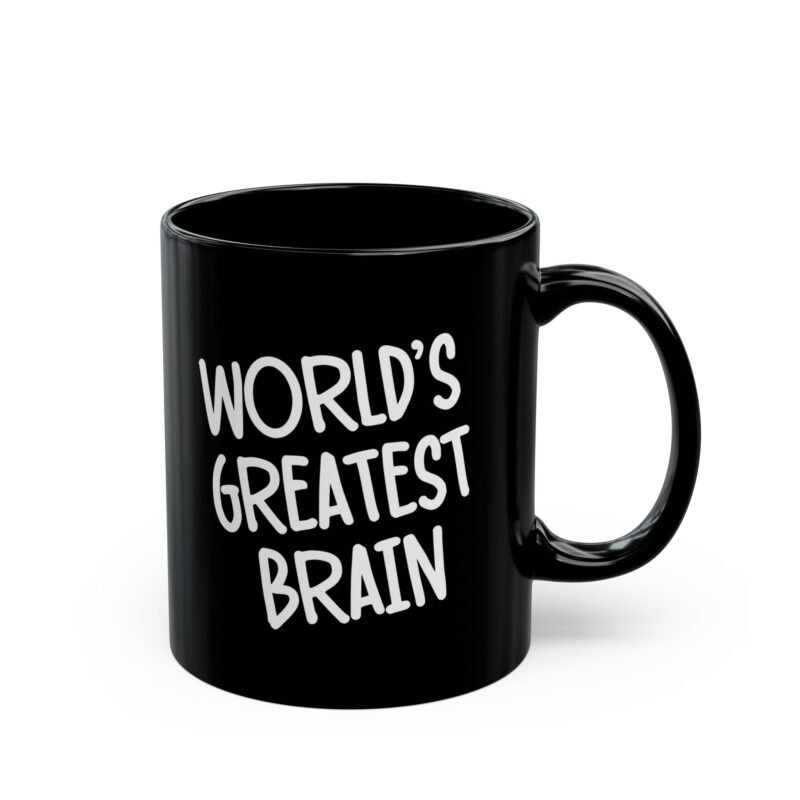 World's Greatest Brain Black Mugs