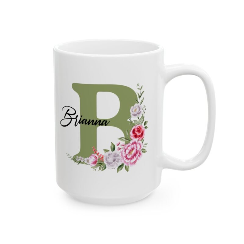 Custom Floral Coffee Mug with Name