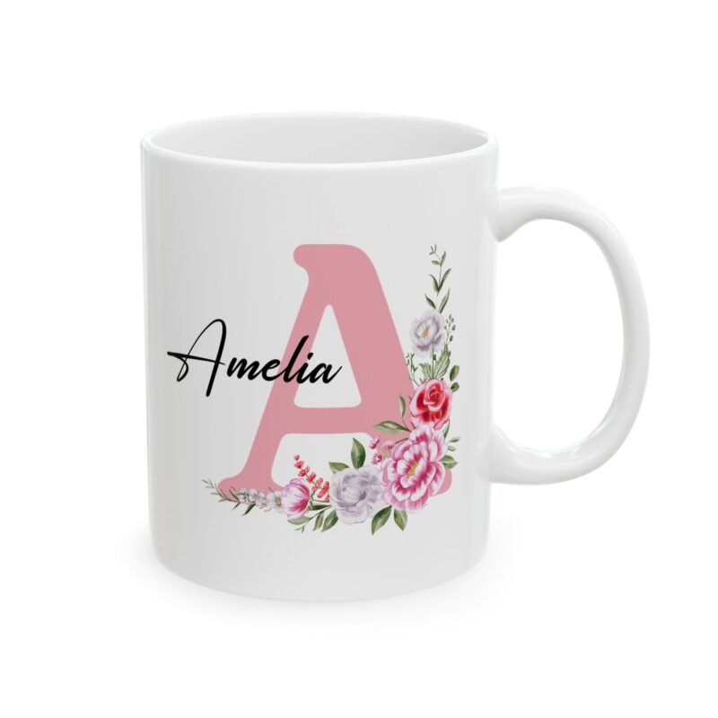 Custom Floral Coffee Mug with Name