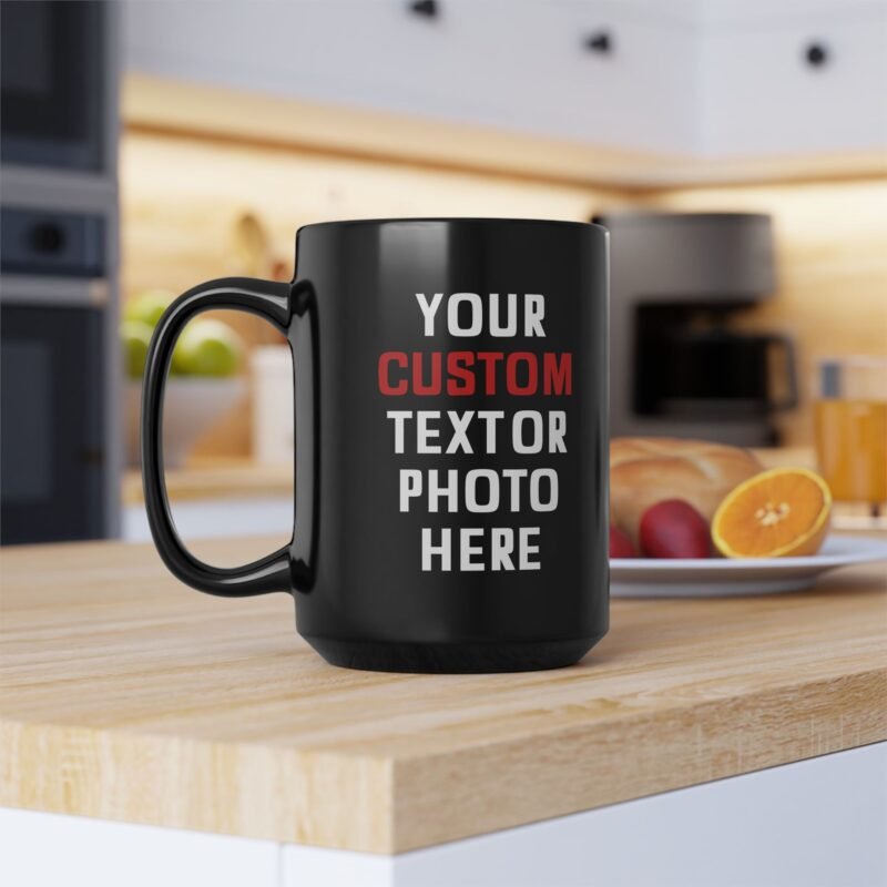 Custom Photo or Text Black Mug