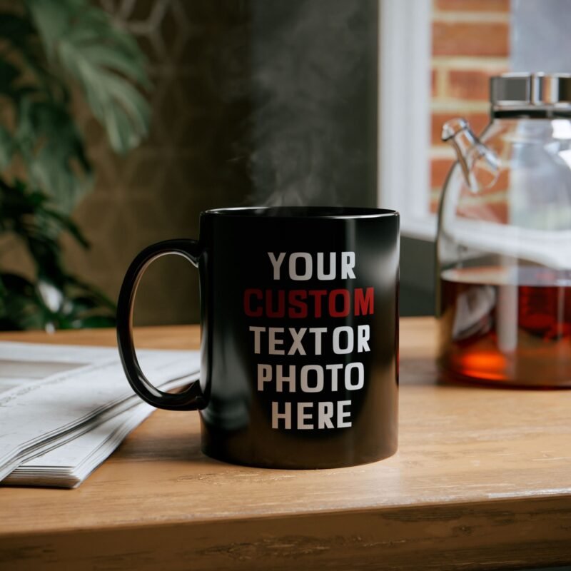 Custom Photo or Text Black Mug