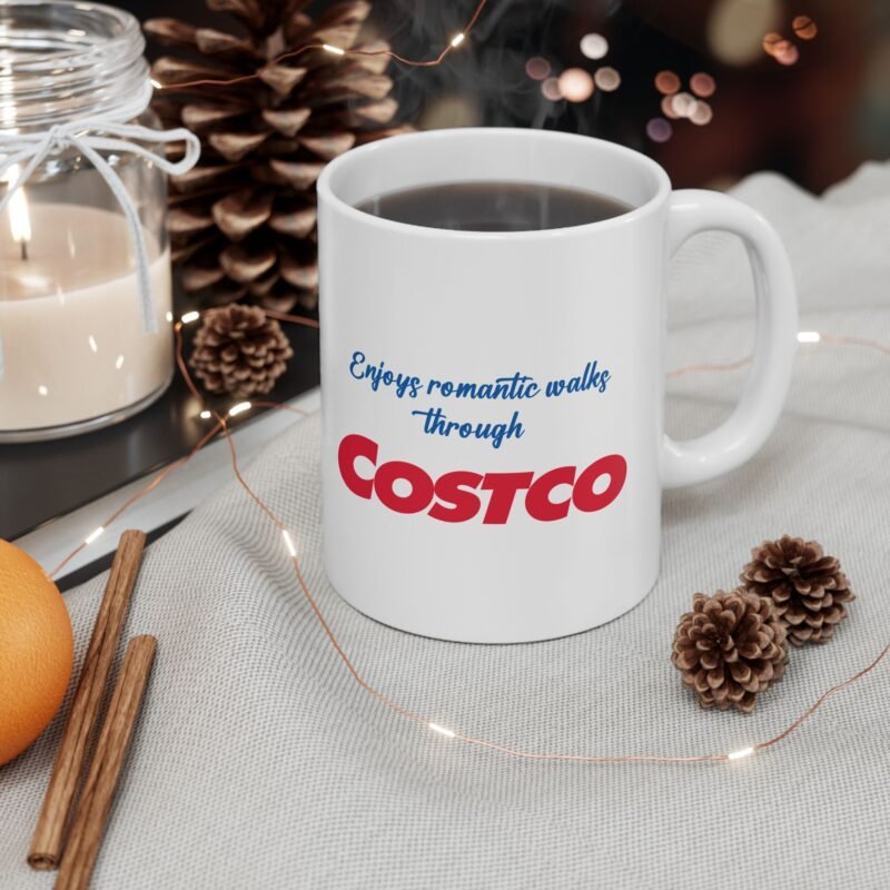 Enjoys Romantic Walks Through Costco Mug