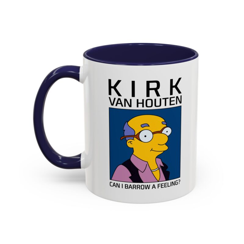 Kirk Van Houten Can I Borrow a Feeling accent mug featuring Simpsons quote design on ceramic mug